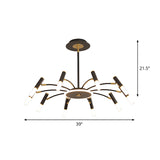 Retro Tube Metallic Chandelier - Black-Gold Suspension Lighting Warm/White Light (6/8/10 Heads)