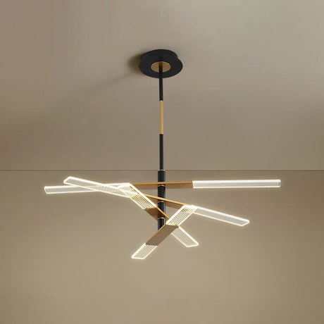 Modern Led Pendant Chandelier In Black-Gold Warm/White Light - 31.5’/35.5’ Wide