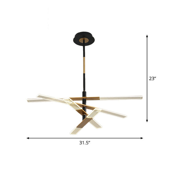 Modern Led Pendant Chandelier In Black-Gold Warm/White Light - 31.5’/35.5’ Wide