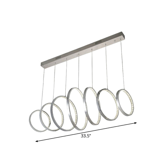 Sleek Chrome Metal Led Pendant Light With Multiple Lamps For Kitchen Ceiling