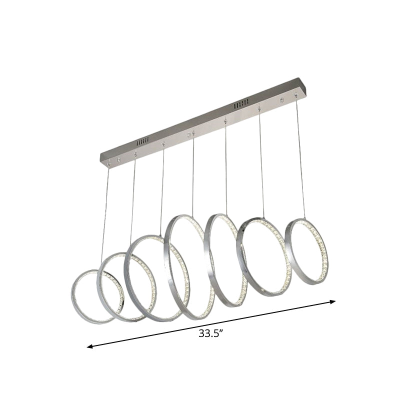 Modern Chrome Hoops Pendant Ceiling Light With Led Ideal For Kitchen