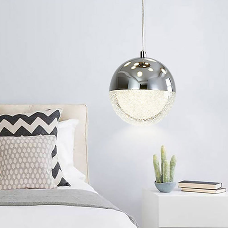 Modern Crystal Led Pendant Light: Chrome/Gold Finish Ideal For Dining Room Chrome