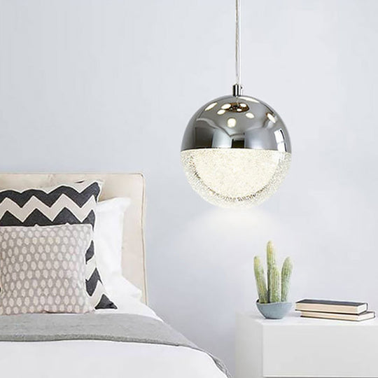 Modern Crystal Led Pendant Light: Chrome/Gold Finish Ideal For Dining Room Chrome