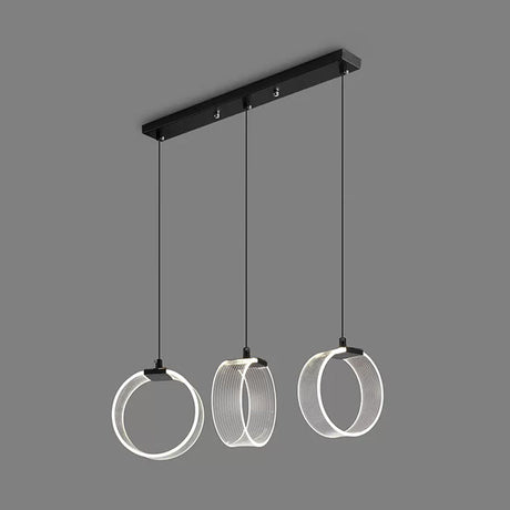 Retro Style Acrylic Circle Pendant Light With 3 Black Multi Bulbs And Linear Canopy