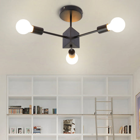 Metallic Black Linear Ceiling Lamp For Study Room And Bedroom 3 /
