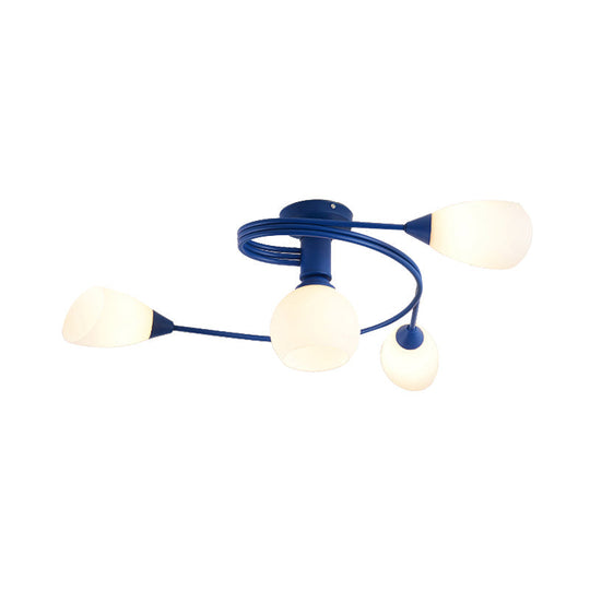 Twisted Arm Metallic Ceiling Lamp For Kids’ Bedroom And Kindergarten - Modern Semi Flush Light