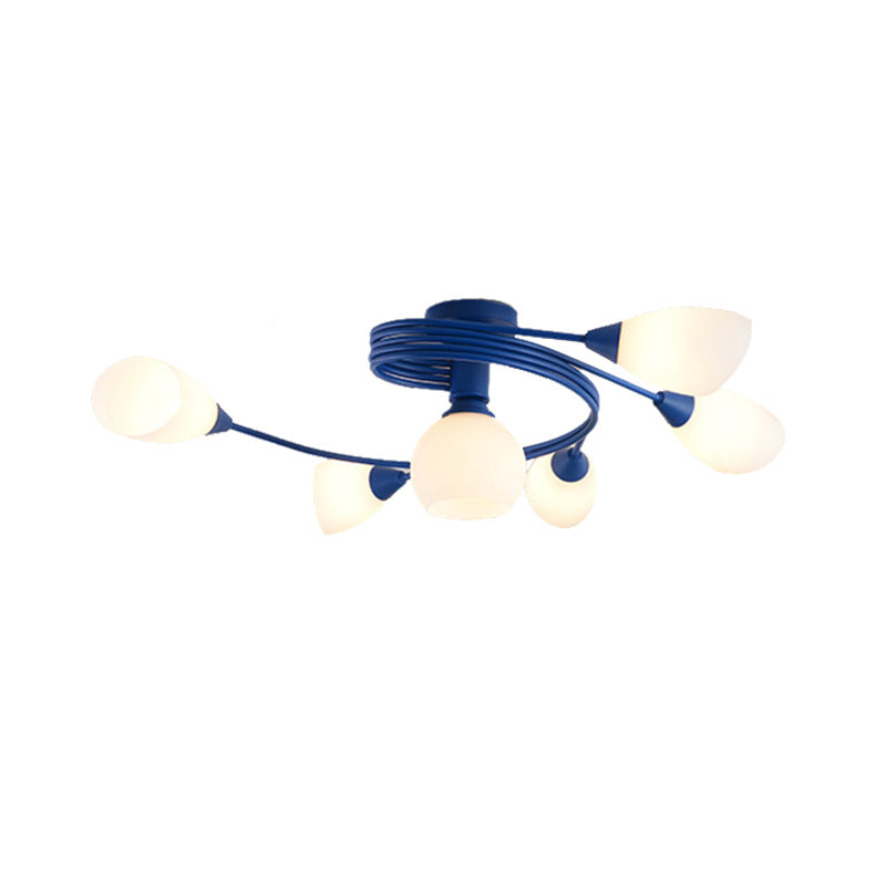 Twisted Arm Metallic Ceiling Lamp For Kids’ Bedroom And Kindergarten - Modern Semi Flush Light