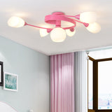 Twisted Arm Metallic Ceiling Lamp For Kids Bedroom And Kindergarten - Modern Semi Flush Light 6 /