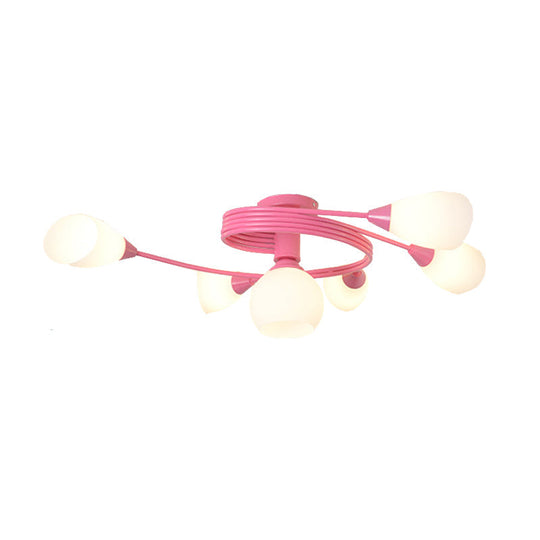 Twisted Arm Metallic Ceiling Lamp For Kids’ Bedroom And Kindergarten - Modern Semi Flush Light