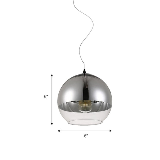 Post-Modern Glass Globe Pendant Lighting - 6/8/10W 1 Light Sliver Finish