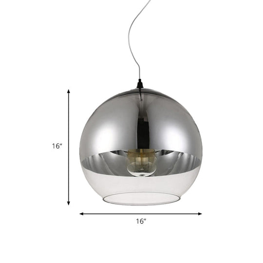 Post-Modern Glass Globe Pendant Lighting - 6/8/10W 1 Light Sliver Finish