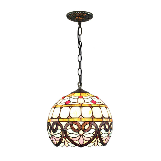 Tiffany Stained Glass Pendant Light With Adjustable Chain - Ceiling Hanging Lamp
