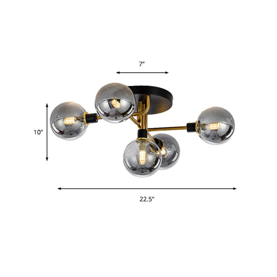 Modern Multi - Head Ceiling Lamp With Glass Metal Sphere Shade For Hotels