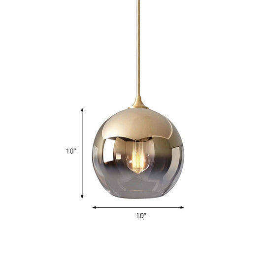 Contemporary Globe Pendant Glass Light With Fading Shade – Gold 1 8/10/12’W