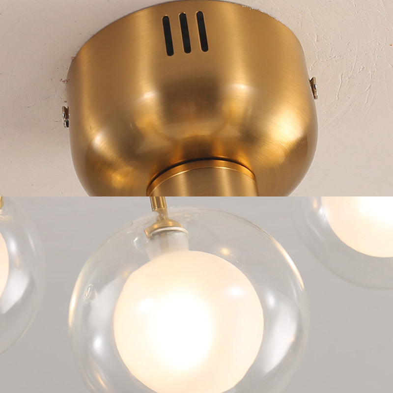 Modern 5 - Light Glass Semi - Flush Ceiling Lamp For Foyer And Hallway