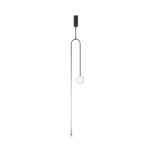 Modern Style 2-Light Living Room Pendant With Global Glass Shade - Black Suspension Lamp