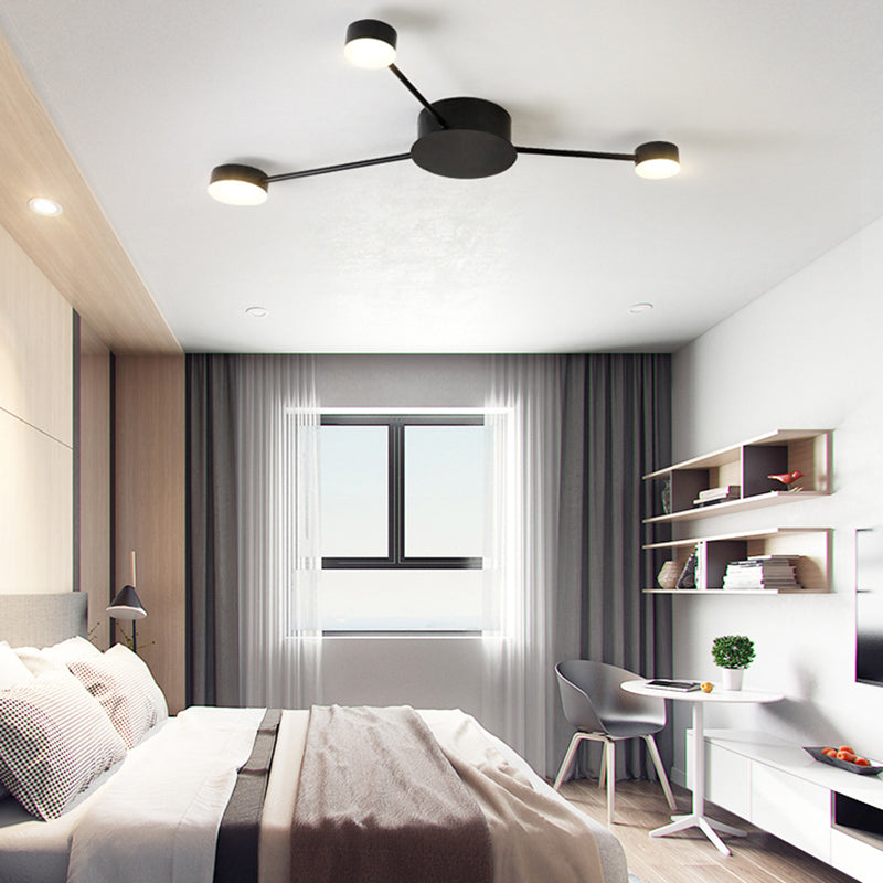 Modern Black Semi Flush Ceiling Light For Child’s Bedroom With Drum Shade 3 /