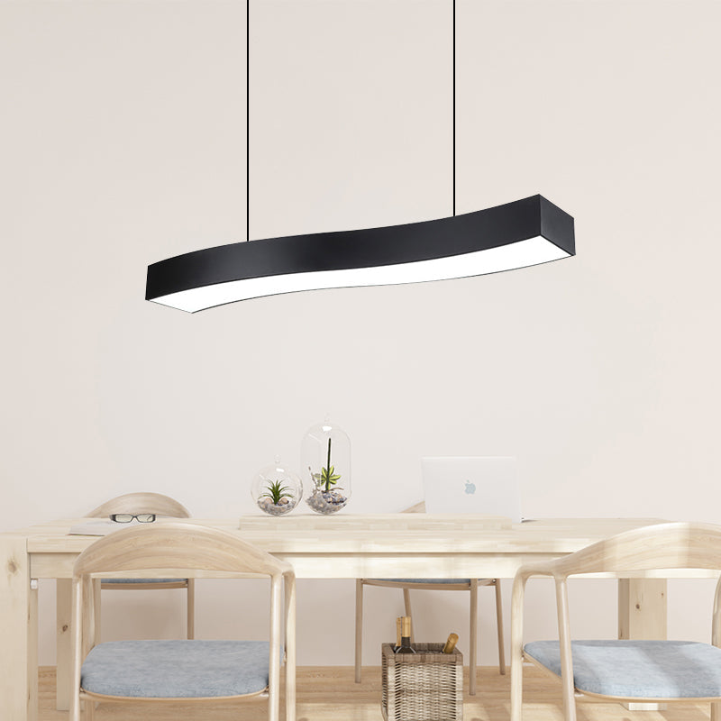 Modern Led Metal Wave Pendant Lamp With Recessed Diffuser - Black Multiple Sizes Available