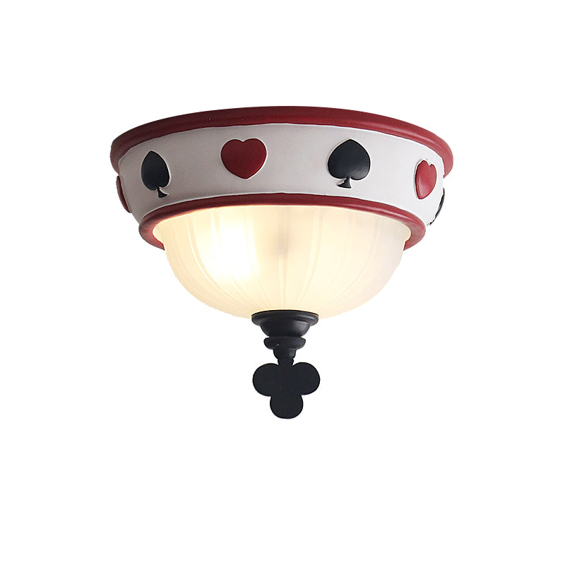 Poker Glass Childrens Bedroom Ceiling Light - Modern White Mount Fixture