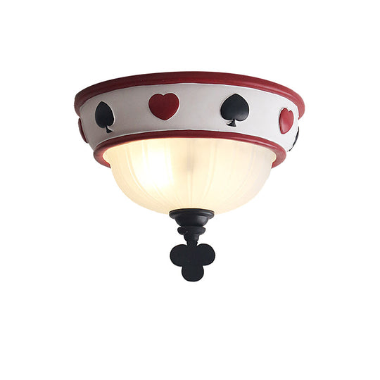 Poker Glass Children’s Bedroom Ceiling Light - Modern White Mount Fixture