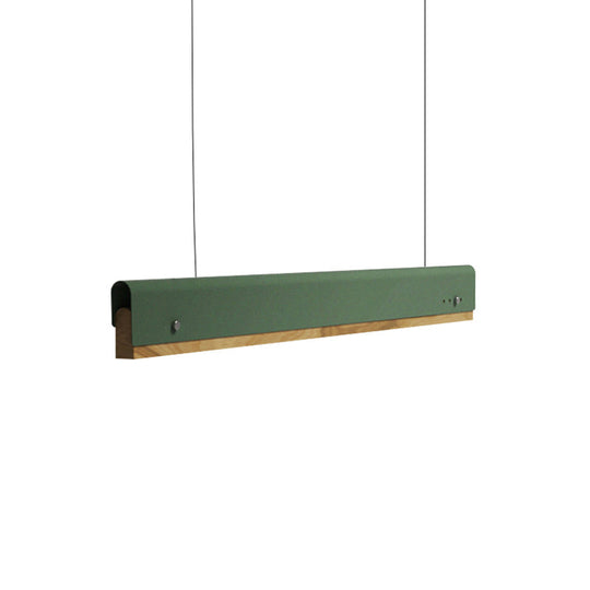 Modern Wood And Metal Pendant Light - Rectangle Shape 23.5/35.5/47 Wide 1 White/Pink/Yellow Colo(U)R