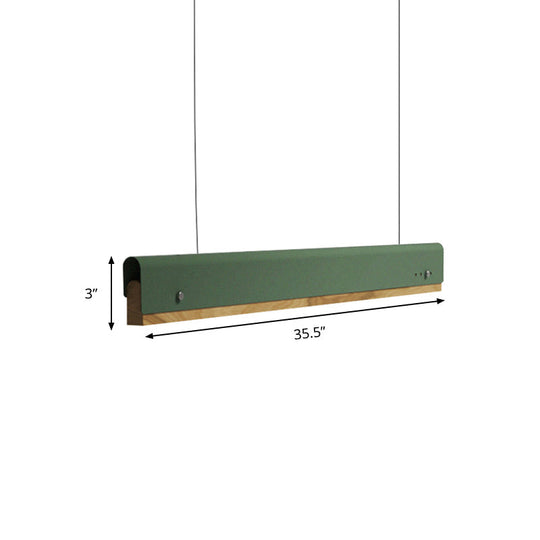 Modern Wood And Metal Rectangle Ceiling Pendant Light - 23.5’/35.5’/47’ Wide 1