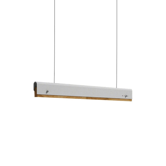 Modern Wood And Metal Pendant Light - Rectangle Shape 23.5/35.5/47 Wide 1 White/Pink/Yellow Colo(U)R