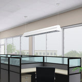 Modern Led Pendant Light With White Metal Shade - Stylish Office Ceiling Fixture
