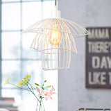Modern 3-Tier Steel Cage Ceiling Pendant Light In Black/White/Green