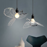 Rustic Flying Bird Shade Pendant Light - Silver Metal Perfect For Bars