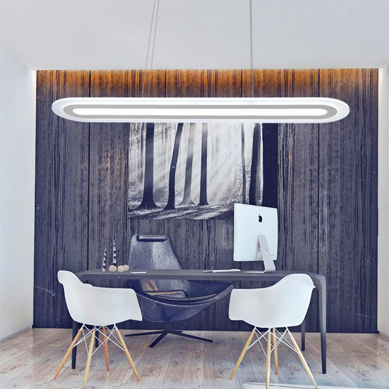 Modern Oval Led Ceiling Pendant Light Kit In Warm/White/Natural 16’/23.5’/31.5’ Wide White / 16’