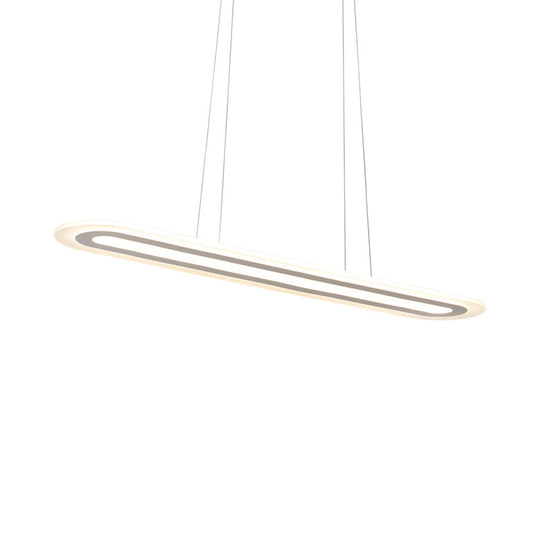 Simplicity Led Acrylic Hanging Lamp Kit - White Oval Ceiling Pendant In Warm/White/Natural Light