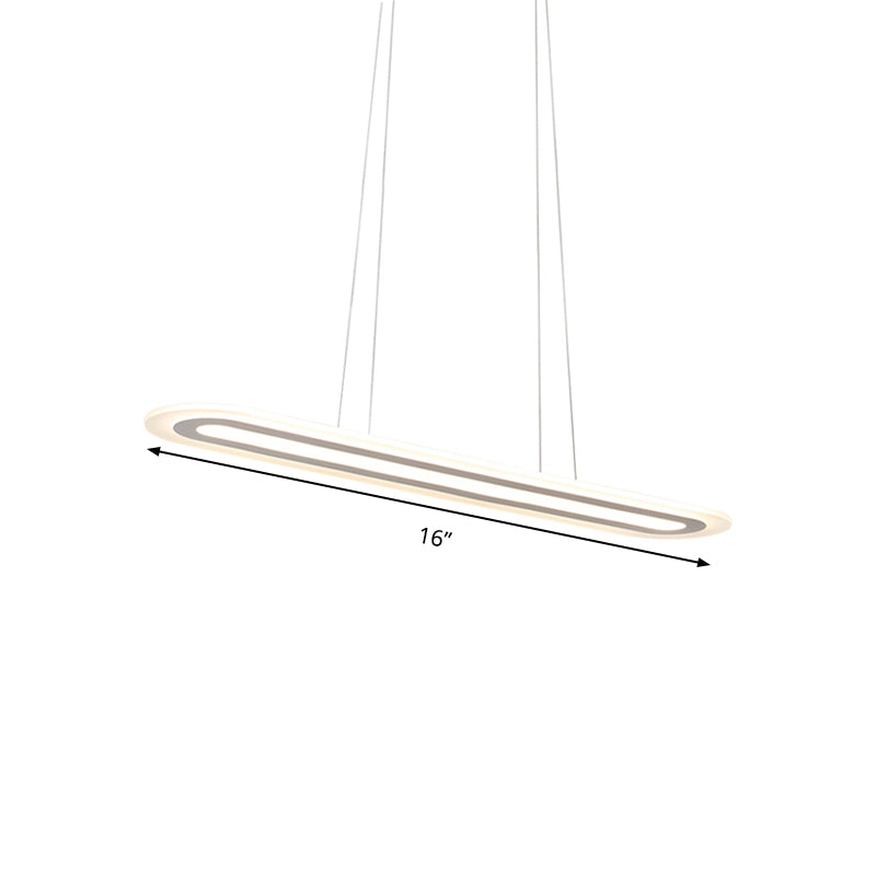 Simplicity Led Acrylic Hanging Lamp Kit - White Oval Ceiling Pendant In Warm/White/Natural Light