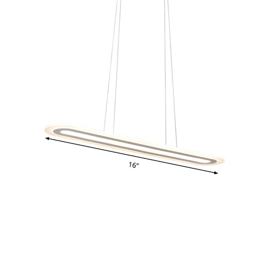 Simplicity Led Acrylic Hanging Lamp Kit - White Oval Ceiling Pendant In Warm/White/Natural Light