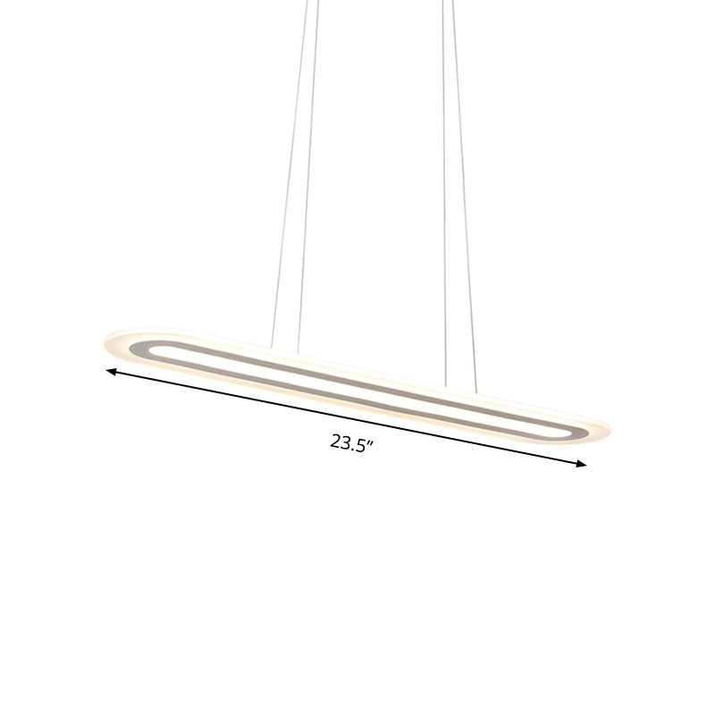 Modern Oval Led Ceiling Pendant Light Kit In Warm/White/Natural 16’/23.5’/31.5’ Wide