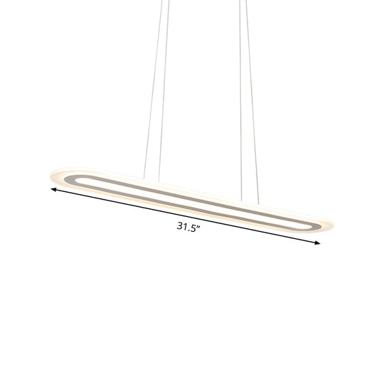 Modern Oval Led Ceiling Pendant Light Kit In Warm/White/Natural 16’/23.5’/31.5’ Wide