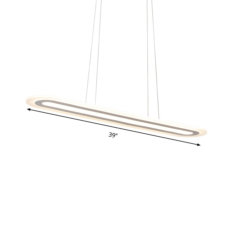Modern Oval Led Ceiling Pendant Light Kit In Warm/White/Natural 16’/23.5’/31.5’ Wide