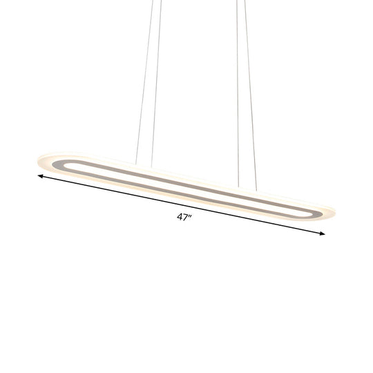 Modern Oval Led Ceiling Pendant Light Kit In Warm/White/Natural 16’/23.5’/31.5’ Wide