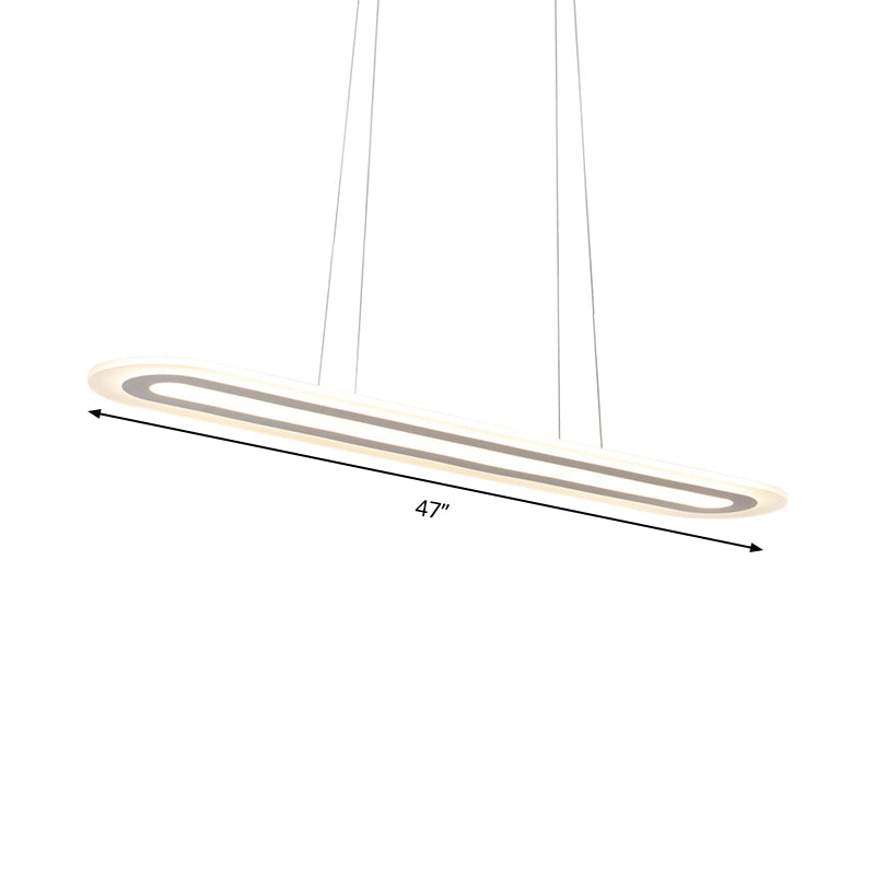 Simplicity Led Acrylic Hanging Lamp Kit - White Oval Ceiling Pendant In Warm/White/Natural Light