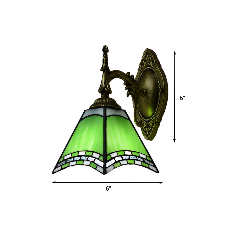 Tiffany Pyramid Stained Glass Sconce Lamp - Green/Blue/Yellow