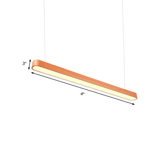 Modern Led Oval Pendant Light - Wood Deep Grain/Light Grain White/Warm/Natural 4/8/12 Wide