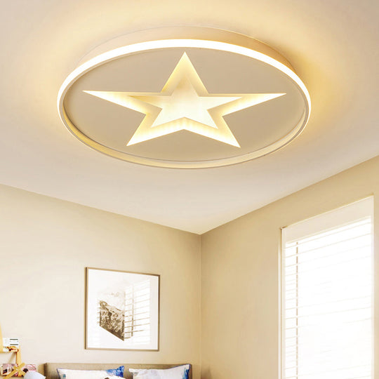 Contemporary Metal Flush Mount Star Ceiling Lamp White Finish For Living Room Illumination / 18 Warm