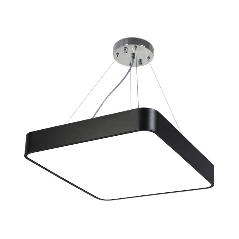 Modern Led Metal Square Pendant Ceiling Lamp - 14’’/18’’/23.5’’ Wide Black/Silver