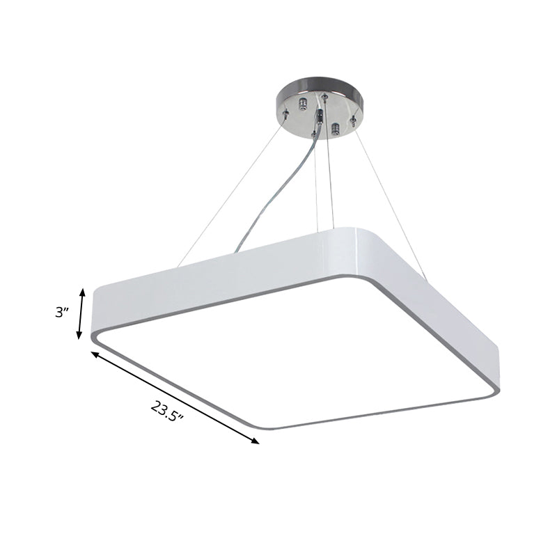 Modern Metal Square Pendant Light With Led & Recessed Diffuser - Black/Silver 3 Sizes (14/18/23.5)