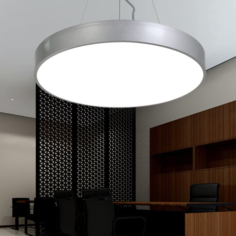 Silver Circular Pendant Lighting Modern Led Metal Ceiling Lamp - 12/16/23.5 Width