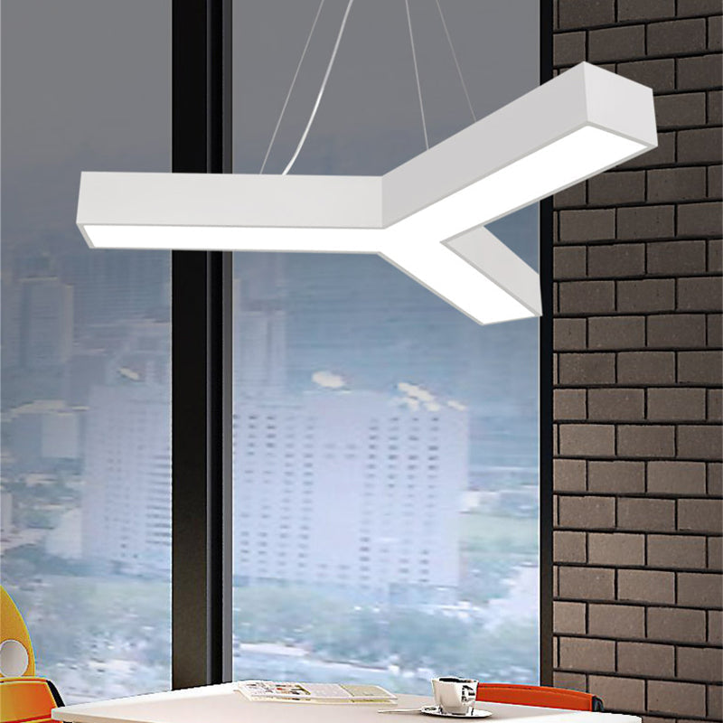 Modern Led Y Shape Metal Suspension Lamp In Black/White With Recessed Diffuser 22’/29’/29.5’