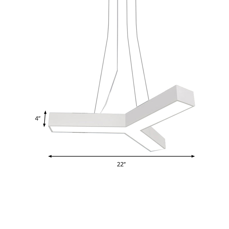 Modern Led Suspension Lamp With Recessed Diffuser And Y-Shaped Metal Design - Black/White 22/29/29.5