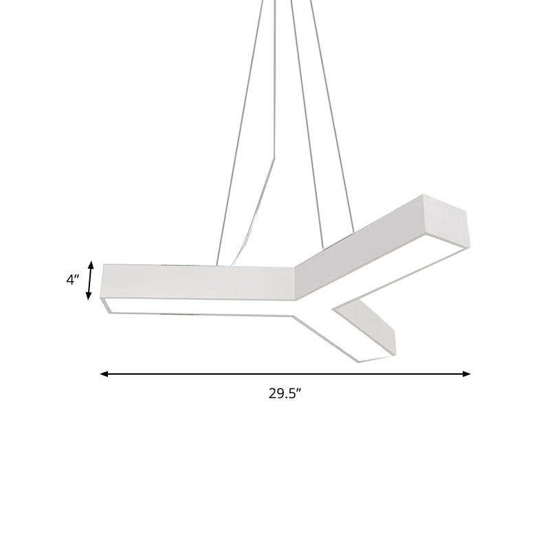 Modern Led Suspension Lamp With Recessed Diffuser And Y-Shaped Metal Design - Black/White 22/29/29.5