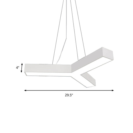 Modern Led Suspension Lamp With Recessed Diffuser And Y-Shaped Metal Design - Black/White 22/29/29.5