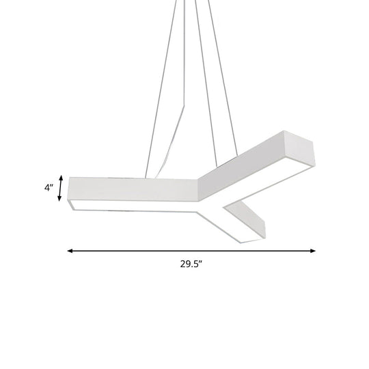 Modern Led Suspension Lamp With Recessed Diffuser And Y-Shaped Metal Design - Black/White 22/29/29.5